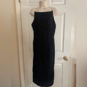 NWT Rihoas Elegant Black Sleeveless Dress With Pearl Detail Straps XL